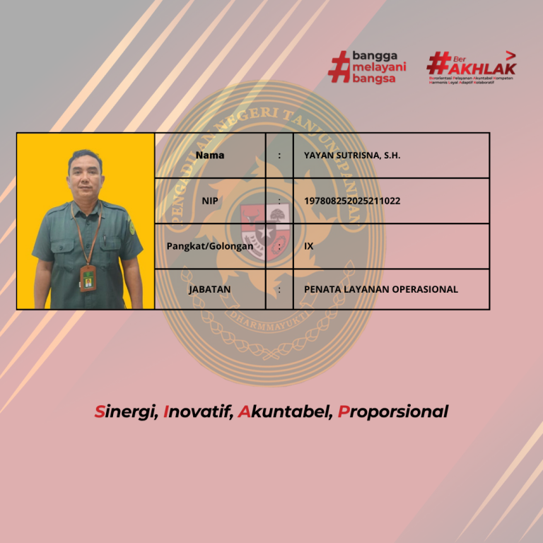 Nama DECKY CHRISTIAN S., S.H., M.H. NIP 198201312006041003 Pengkat Gol.Ruang Pembina (IVa) Jabatan Ketua Hakim Madya Pratama (2)