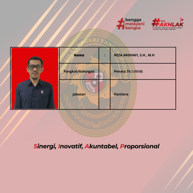 Nama DECKY CHRISTIAN S., S.H., M.H. NIP 198201312006041003 Pengkat Gol.Ruang Pembina (IVa) Jabatan Ketua Hakim Madya Pratama